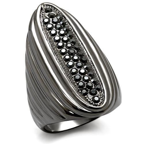 Alamode TIN Cobalt Black Brass Ring with Top Grade Crystal in Jet - Alamode