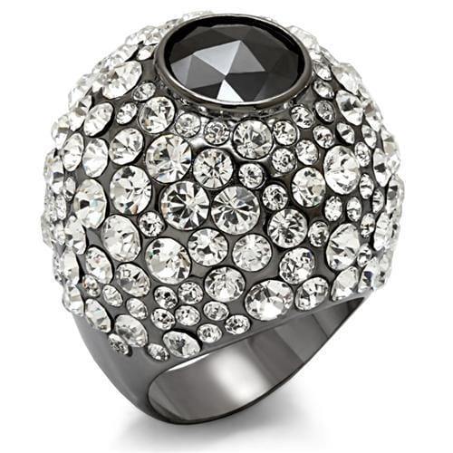 Alamode TIN Cobalt Black Brass Ring with AAA Grade CZ in Black Diamond - Alamode