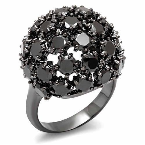 Alamode TIN Cobalt Black Brass Ring with AAA Grade CZ in Jet - Alamode