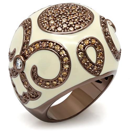 Alamode Chocolate Gold Brass Ring with AAA Grade CZ in Champagne