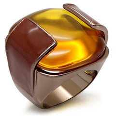 Alamode Chocolate Gold Brass Ring with AAA Grade CZ in Topaz