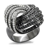 Alamode TIN Cobalt Black Brass Ring with Top Grade Crystal in Jet - Alamode