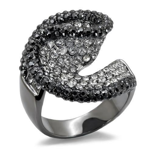 Alamode TIN Cobalt Black Brass Ring with Top Grade Crystal in Jet - Alamode