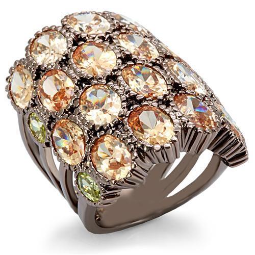 Alamode Chocolate Gold Brass Ring with AAA Grade CZ in Multi Color