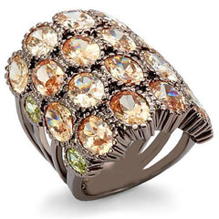 Alamode Chocolate Gold Brass Ring with AAA Grade CZ in Multi Color