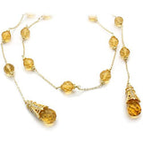 Alamode Gold White Metal Necklace with Synthetic Acrylic in Topaz - Flyclothing LLC