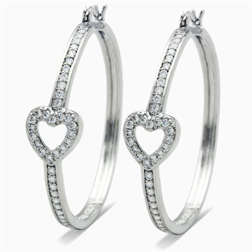 Alamode Rhodium Brass Earrings with AAA Grade CZ in Clear