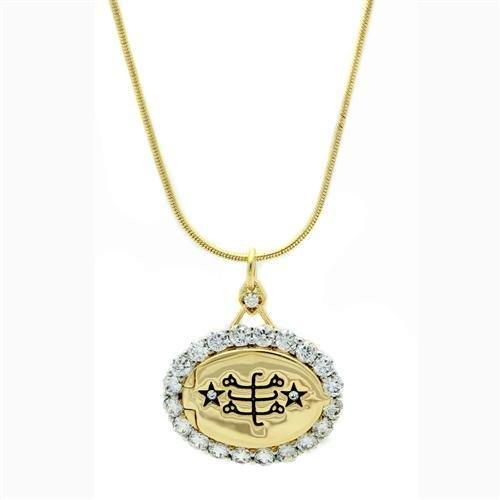 Alamode Gold+Rhodium Brass Chain Pendant with AAA Grade CZ in Clear