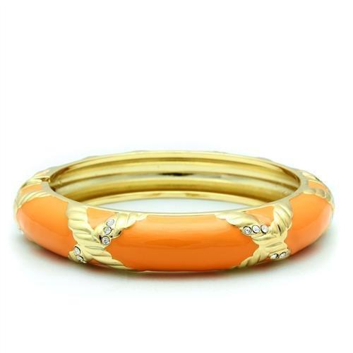 Alamode Gold White Metal Bangle with Top Grade Crystal in Clear