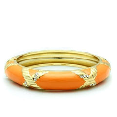 Alamode Gold White Metal Bangle with Top Grade Crystal in Clear