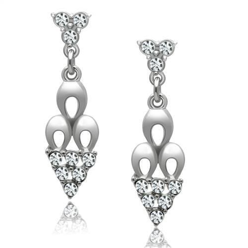 Alamode Rhodium White Metal Earrings with Top Grade Crystal in Clear - Alamode