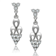 Alamode Rhodium White Metal Earrings with Top Grade Crystal in Clear