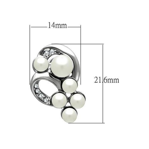 Alamode Rhodium White Metal Earrings with Synthetic Pearl in White - Alamode