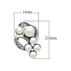 Alamode Rhodium White Metal Earrings with Synthetic Pearl in White - Alamode