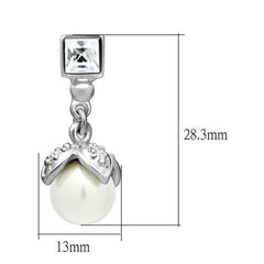 Alamode Rhodium White Metal Earrings with Synthetic Pearl in White - Flyclothing LLC