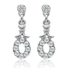 Alamode Rhodium White Metal Earrings with Top Grade Crystal in Clear