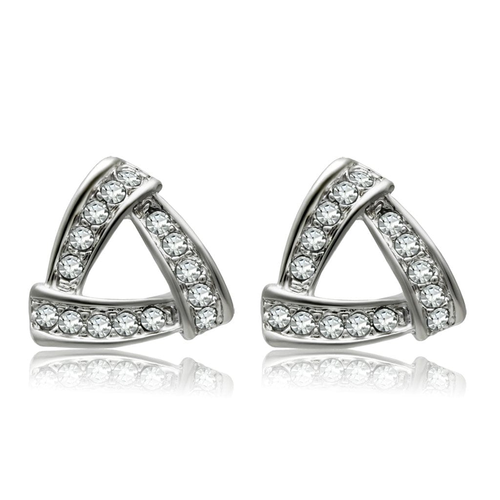 Alamode Rhodium White Metal Earrings with Top Grade Crystal in Clear - Alamode