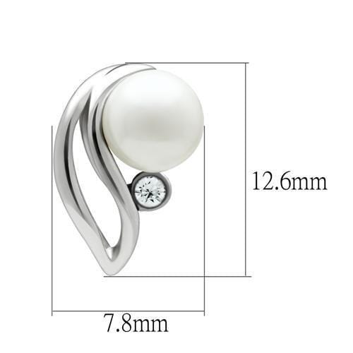 Alamode Rhodium White Metal Earrings with Synthetic Pearl in White - Alamode