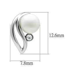 Alamode Rhodium White Metal Earrings with Synthetic Pearl in White - Alamode