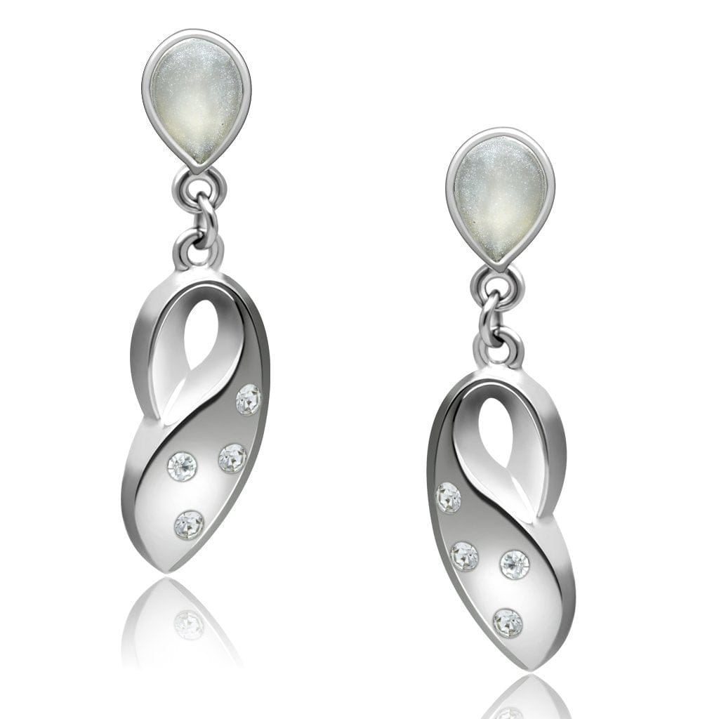 Alamode Rhodium White Metal Earrings with Top Grade Crystal in Clear - Alamode