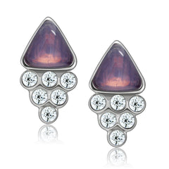 Alamode Rhodium White Metal Earrings with Top Grade Crystal in Clear - Alamode