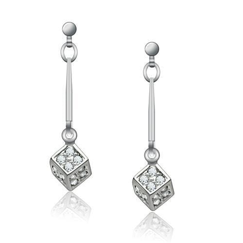 Alamode Rhodium White Metal Earrings with Top Grade Crystal in Clear - Alamode