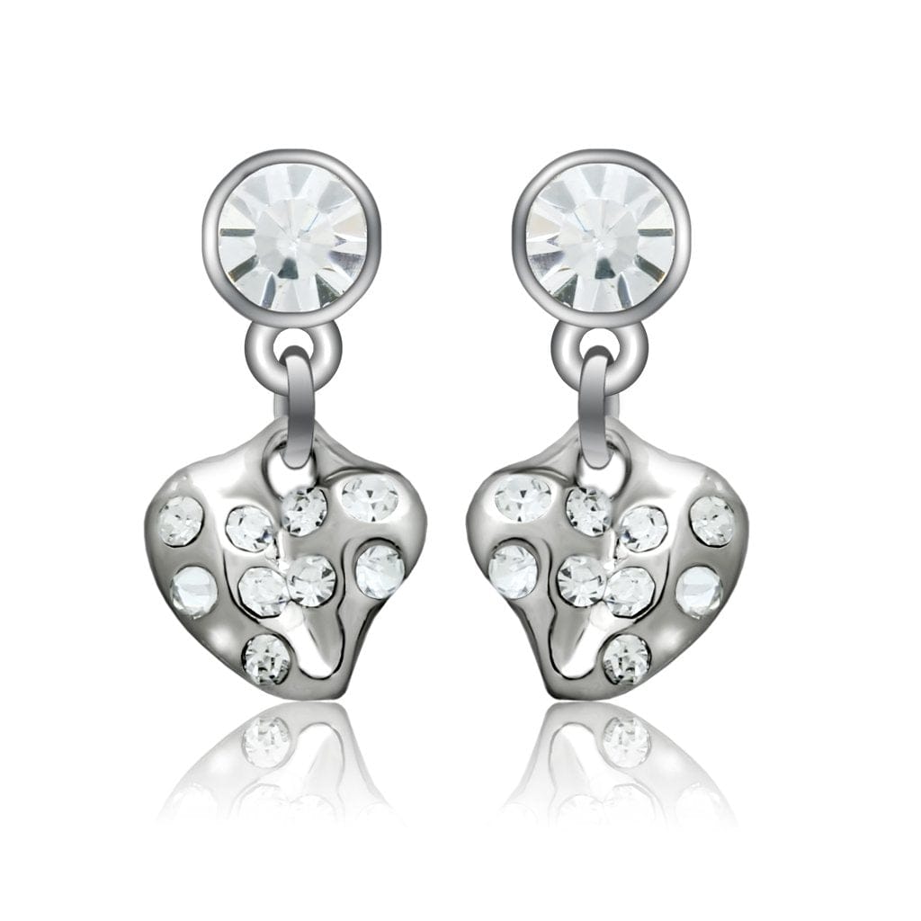 Alamode Rhodium White Metal Earrings with Top Grade Crystal in Clear - Alamode