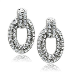 Alamode Rhodium White Metal Earrings with Top Grade Crystal in Clear