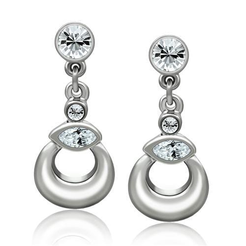 Alamode Rhodium White Metal Earrings with Top Grade Crystal in Clear - Alamode