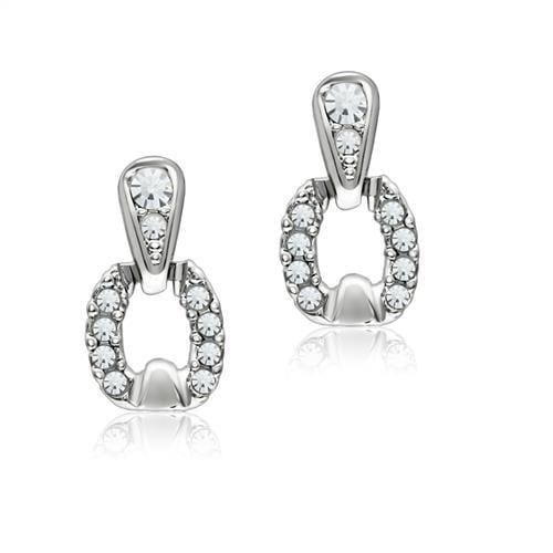 Alamode Rhodium White Metal Earrings with Top Grade Crystal in Clear - Alamode