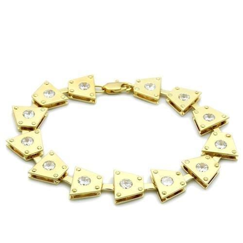 Alamode Matte Gold & Gold Brass Bracelet with AAA Grade CZ in Clear - Alamode