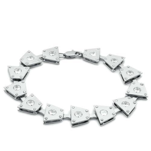 Alamode Matte Rhodium & Rhodium Brass Bracelet with AAA Grade CZ in Clear - Alamode