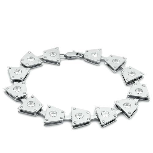 Alamode Matte Rhodium & Rhodium Brass Bracelet with AAA Grade CZ in Clear