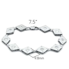 Alamode Matte Rhodium & Rhodium Brass Bracelet with AAA Grade CZ in Clear - Alamode