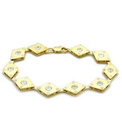 Alamode Matte Gold & Gold Brass Bracelet with AAA Grade CZ in Clear - Alamode