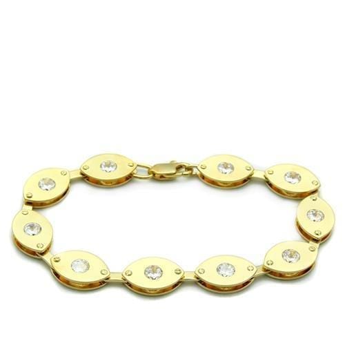 Alamode Matte Gold & Gold Brass Bracelet with AAA Grade CZ in Clear - Alamode