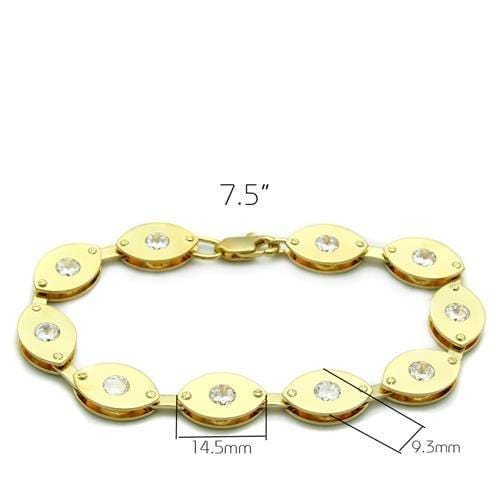 Alamode Matte Gold & Gold Brass Bracelet with AAA Grade CZ in Clear - Alamode