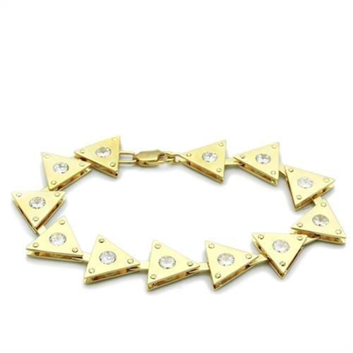 Alamode Matte Gold & Gold Brass Bracelet with AAA Grade CZ in Clear - Alamode