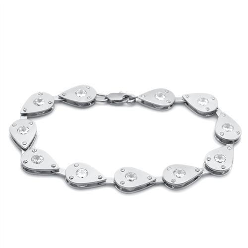 Alamode Matte Rhodium & Rhodium Brass Bracelet with AAA Grade CZ in Clear