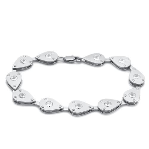 Alamode Matte Rhodium & Rhodium Brass Bracelet with AAA Grade CZ in Clear - Alamode