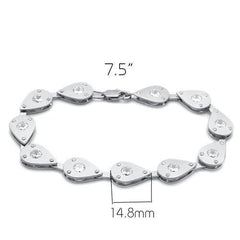 Alamode Matte Rhodium & Rhodium Brass Bracelet with AAA Grade CZ in Clear - Flyclothing LLC