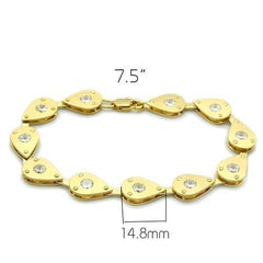 Alamode Matte Gold & Gold Brass Bracelet with AAA Grade CZ in Clear - Alamode