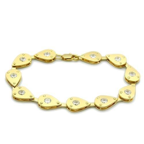 Alamode Matte Gold & Gold Brass Bracelet with AAA Grade CZ in Clear - Alamode