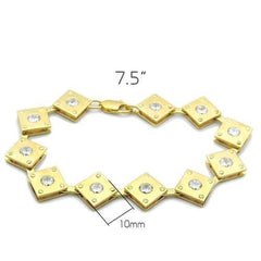 Alamode Matte Gold & Gold Brass Bracelet with AAA Grade CZ in Clear - Alamode