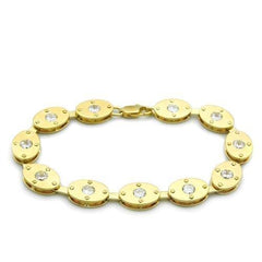 Alamode Matte Gold & Gold Brass Bracelet with AAA Grade CZ in Clear