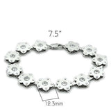 Alamode Matte Rhodium & Rhodium Brass Bracelet with AAA Grade CZ in Clear - Alamode