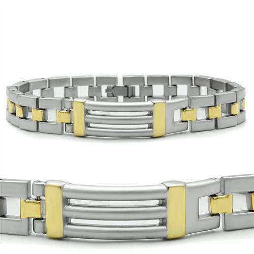 Alamode Matte Rhodium & Gold White Metal Bracelet with No Stone