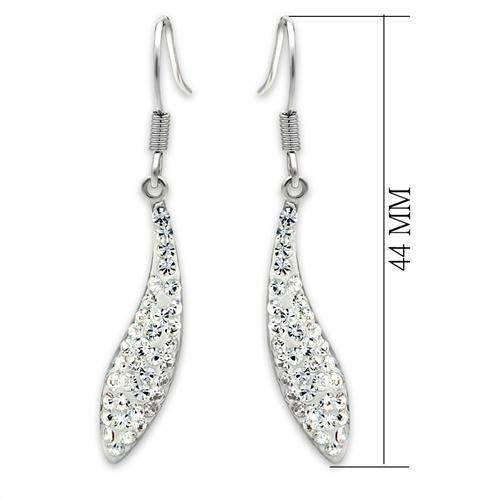 Alamode Rhodium Brass Earrings with Top Grade Crystal in Clear - Flyclothing LLC