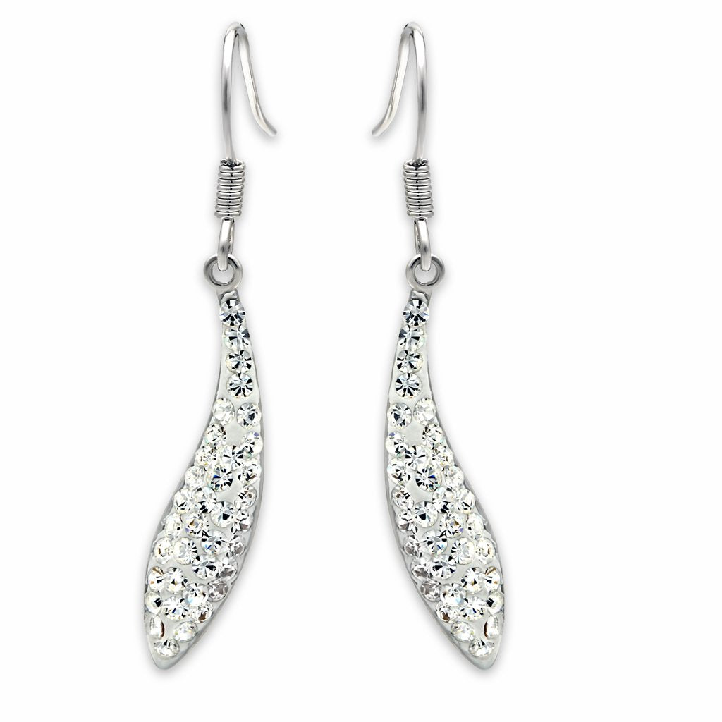 Alamode Rhodium Brass Earrings with Top Grade Crystal in Clear