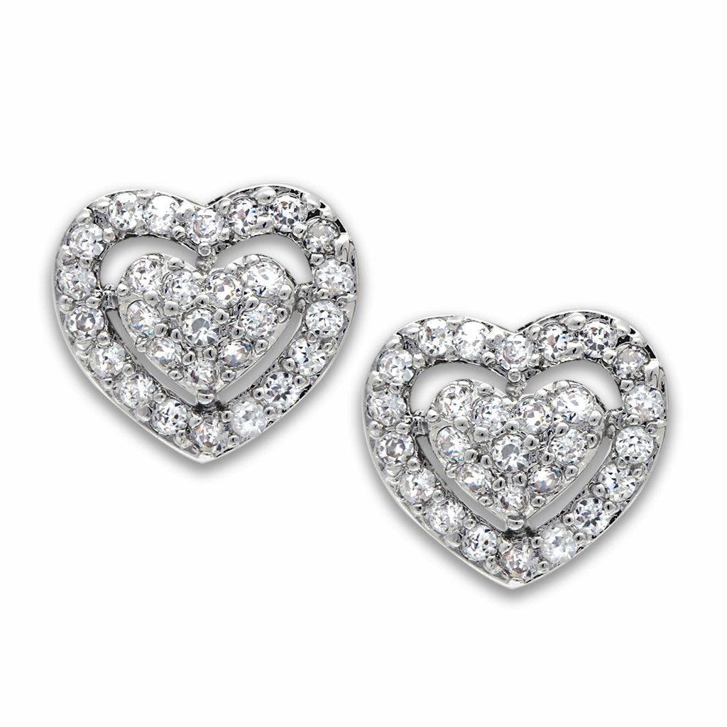 Alamode Rhodium Brass Earrings with AAA Grade CZ in Clear